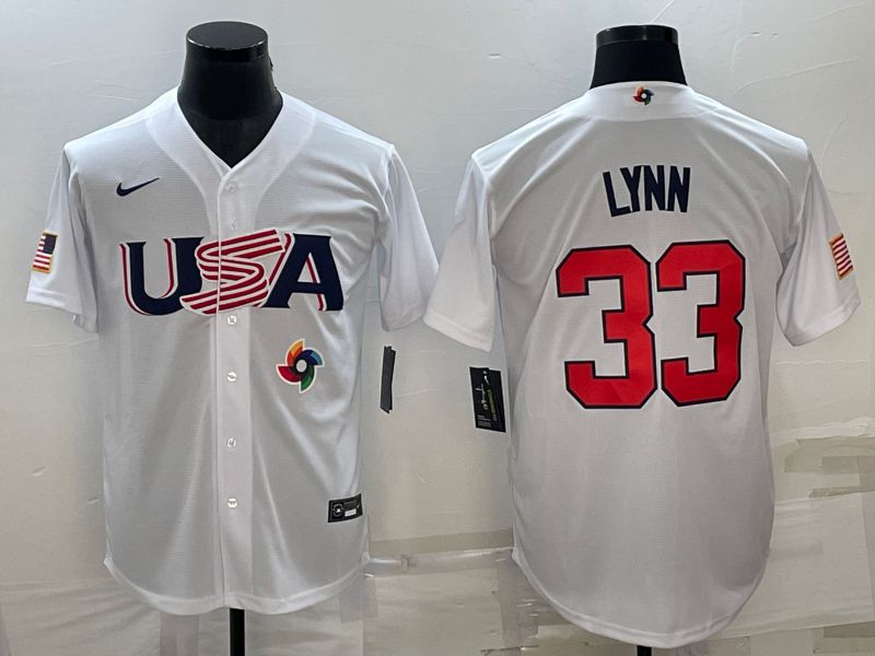 Men 2023 World Cub USA 33 Lynn White Nike MLB Jersey7